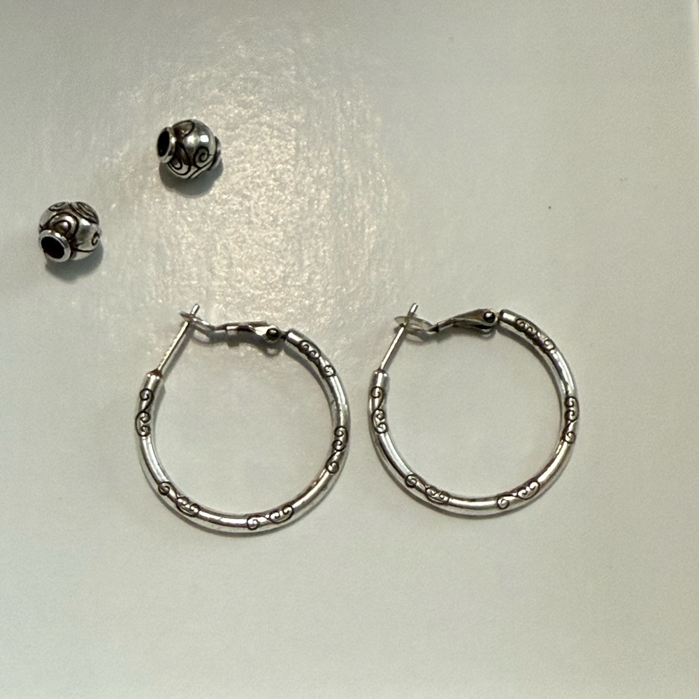 Brighton Silver Hoop Earrings with bead